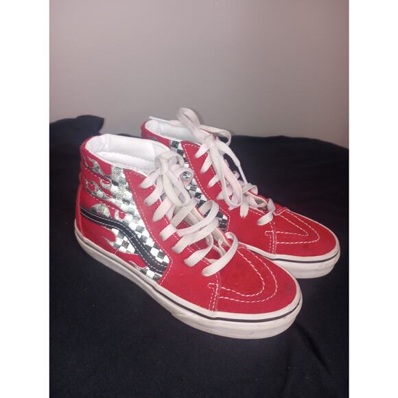 Vans Other - Youth Vans Red Checker Flames 2Y hightop